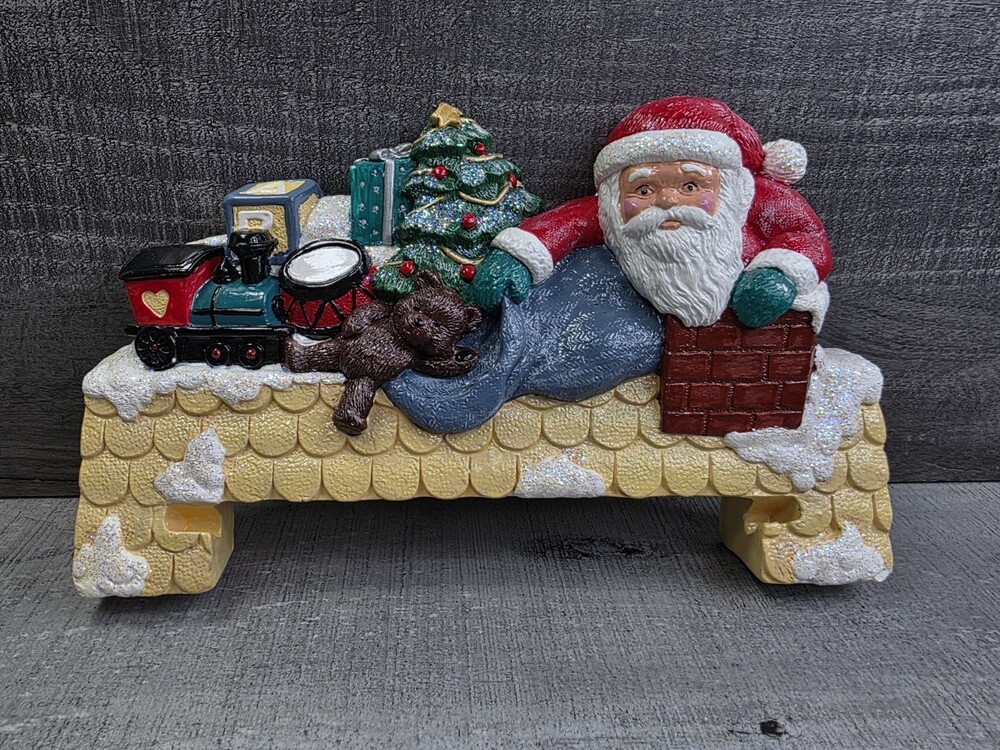 Advent Calendar Holder Santa Claus Ceramic 1990s 11"x6" Christmas Decor b189